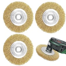 3PCS 100mm Brass Coated Angle Grinder Wire Brush Set Crimped Steel Rust Removal 