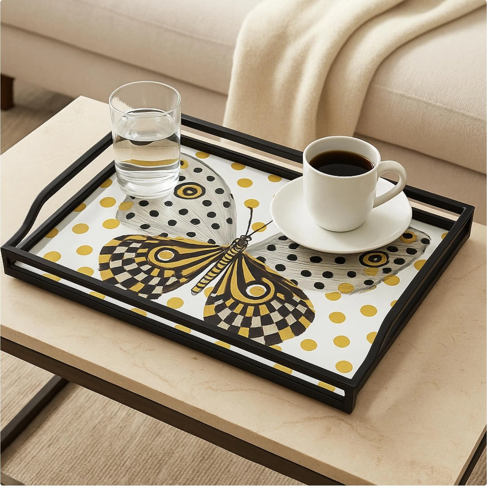 MacKenzie-Childs Spot On Butterfly Butler Tray