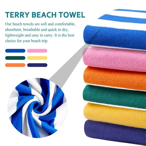 Genovega 2 Pack Extra Large Bath Towels Striped Beach Towel Bathroom Sheets image 4