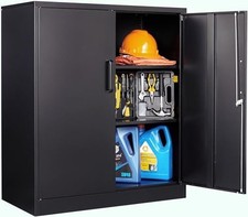 36 inch Metal Storage Cabinet with Doors and Shelves,Small Garage