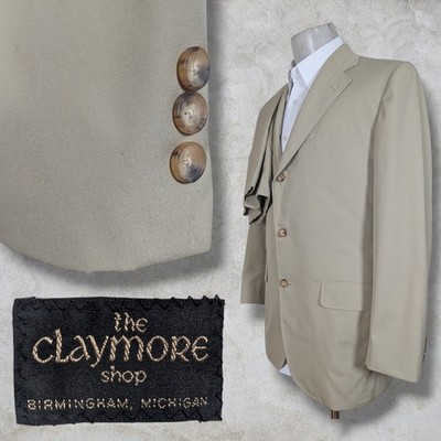 The Claymore Shop 2 Piece Tan 3 Button Suit Vintage 40R 34x32