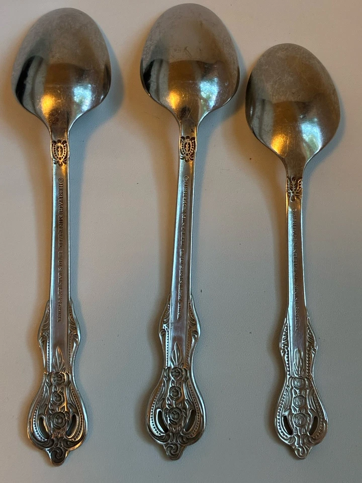 Lote 3 cucharas de cubiertos de acero inoxidable Heritage Mint Ltd ROYAL ALISTER 18/10 sopa té Foto 3 de 4