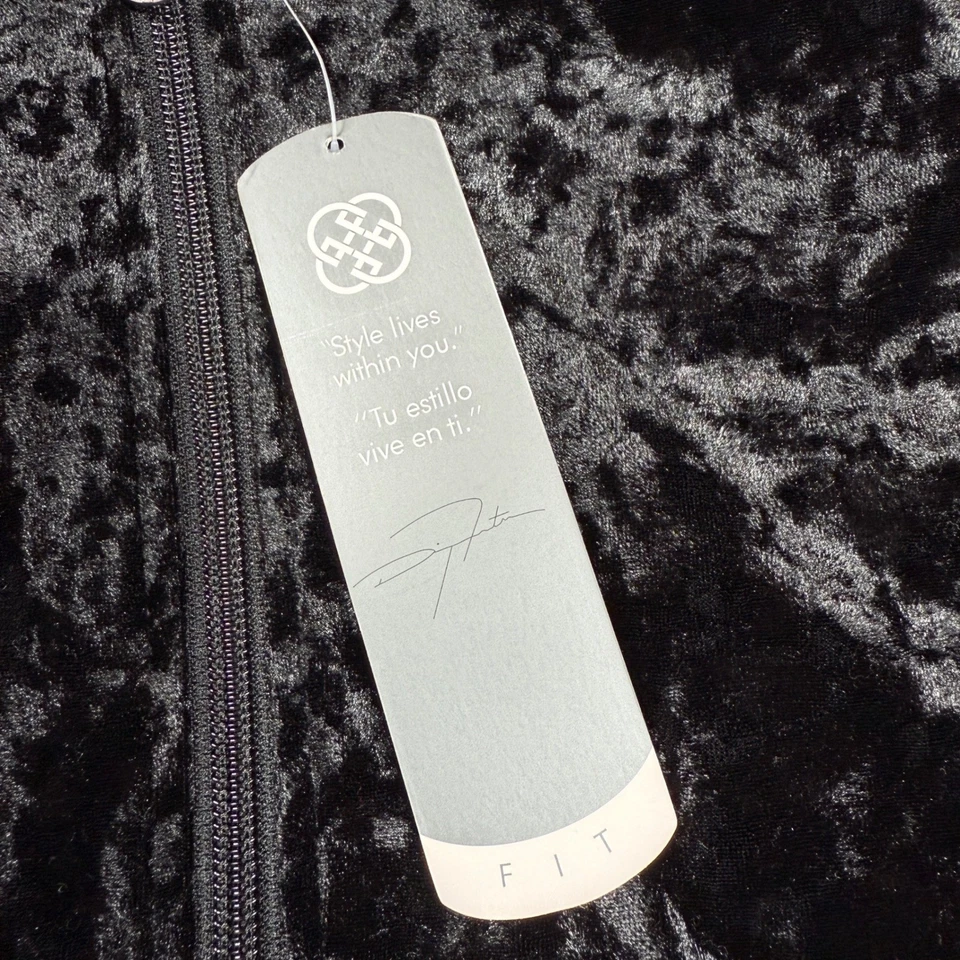 NWT Daisy Fuentes Bomber Jacket Women's Large Black Crushed Velvet Whimsigoth - Image 4 of 4