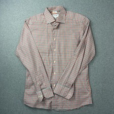 Eton Dress Shirt Mens 15 3/4 40 Red Blue Check Slim Fit Button Up Long Sleeve