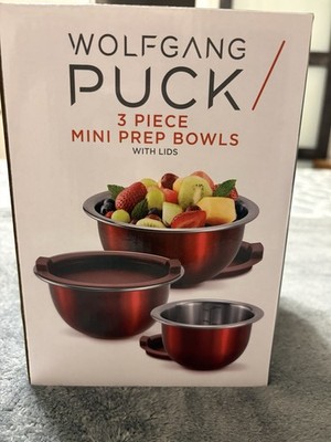 Wolfgang Puck 3 Piece MIni Prep Bowls Red w/Lids