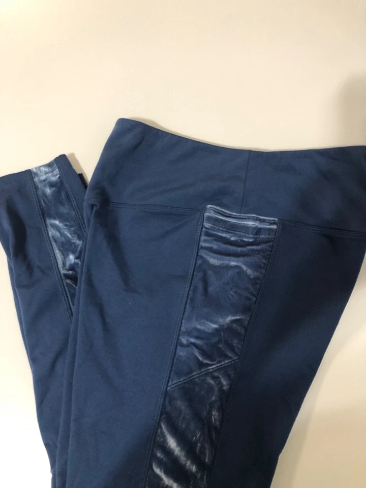 PINK Victoria's Secret Leggings Size M Blue Cozy Velvet Velour Fleece Lined - Image 2 of 4