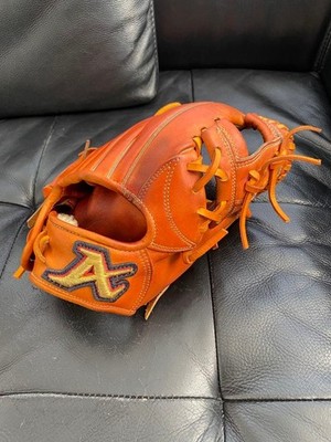 ATOMS TERADA LF Hardball Glove Orange GenuineLeather Baseball Authentic by JAPAN