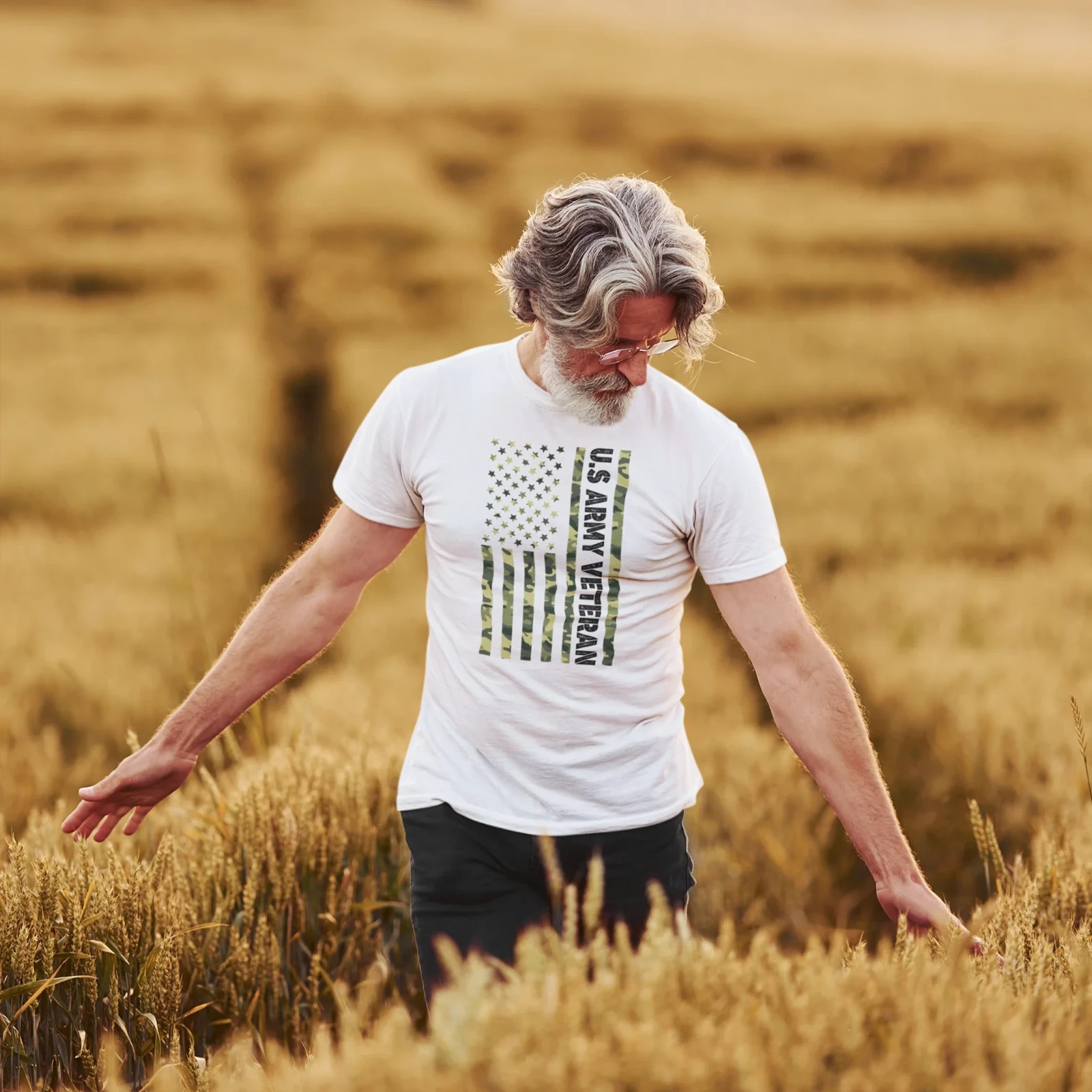 US Army veteran Text Printed round neck classic fit T-Shirt for men