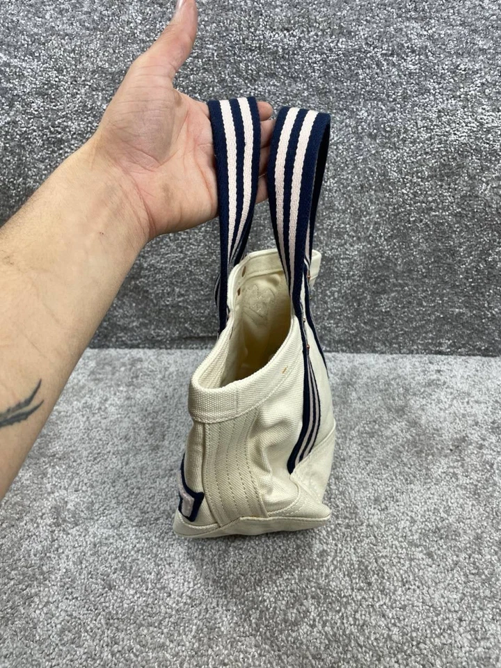 Bolso de Mano Rosa Pony Ralph Lauren Patchwork Blanco Algodón Doble Asa Correa Foto 2 de 4