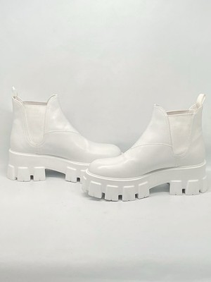 Prada Monolith Leather Lug-Sole Chelsea Boots size 37 Retail $1470