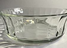 Vintage Crystal Fluted Serving Bowl Paneled Sides 7.5" Flat Bottom Heavy USA