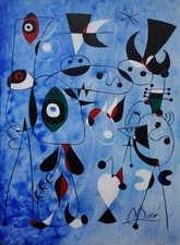 Fine unique painting – Surreal characters, signed Joan Miro, w COA