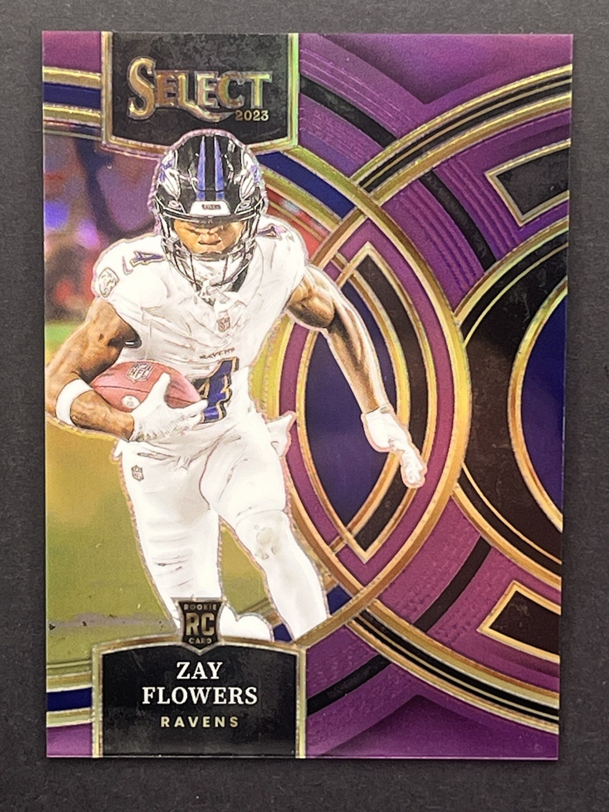 2023 Panini Select Zay Flowers Purple Prizm /75 Rookie RC Premier #157 Ravens