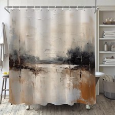 Oil Painting Abstract Shower Curtain for Bathroom, Brown Black Grey White Boh...