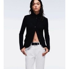Rag  Bone Slade Blazer Jacket Military Stand Collar Wool Black Size 6