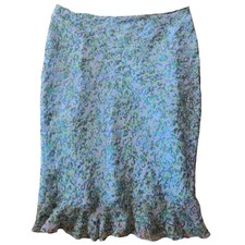 ICE Women Vintage Y2K 100 Silk Sheer Floral Midi Skirt 12 Fairy Cottage Pastels