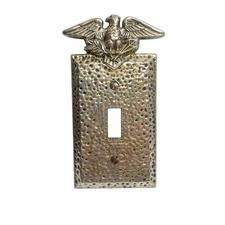 American Tack & Hardware Eagle Switch Wall Plate Cover Hammered  VTG With Screws