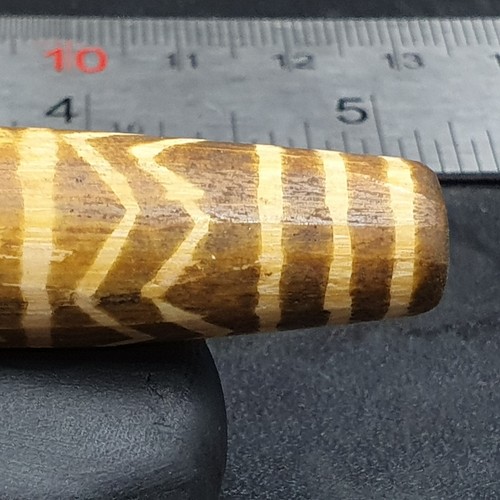 Perlina legno pietrificato Pumtek vecchia birmana dell'Asia meridionale 60 mm bellissimo motivo - Foto 6 di 9
