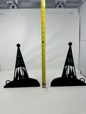 Black Teal Art Deco Metal Bookends – Triangular Geometric Design Pair