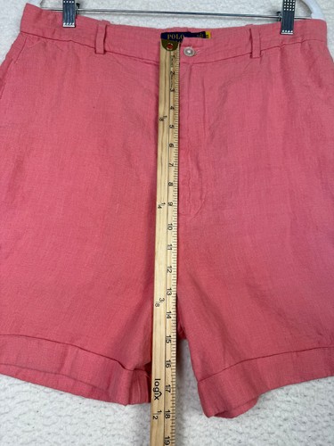 POLO RALPH LAUREN Women Coral Pink 100% Linen Bermuda Shorts HIgh Waist Size 12 - 第 7/8 張圖片