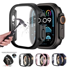 Hard PC Case for Apple Watch Ultra /2/3 49mm Cover with Glass Screen Protector