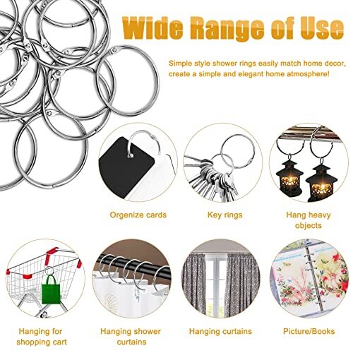 24 Pack Shower Curtain Rings, Rustproof Decorative Metal round Shower Curtain