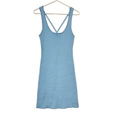 Zara Light Blue Knit Mini Dress with Cut Out Back, Size L