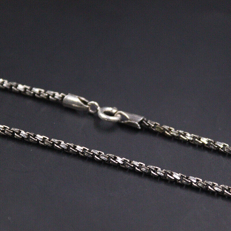 Sterling Silver Chain 925 Men Necklace Vintage Jewelry 2mm Thin Chain  20inchL