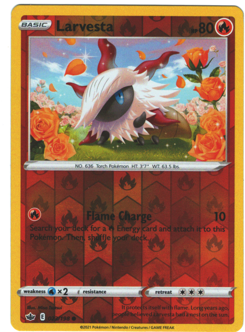 Larvesta 23/198 Chilling Reign Reverse Holo Common Pokemon Card TCG 023/198
