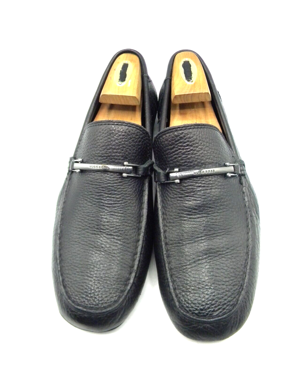 Hugo Boss Driver Loafers Mens 13 Black Pebbled Leather Moc Toe Slip On Shoes hugo boss mens loafers products for sale | eBay main image 3