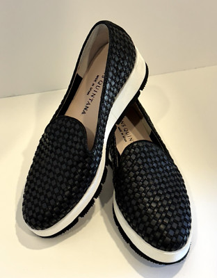 Pons Quintana Woman s Slides Leather Black Weave 36 1/2