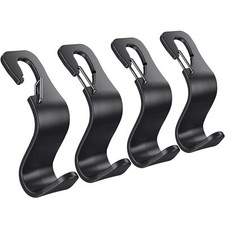 4PCS Car Headrest Hooks with Clip Seat Back Organizer for Bags and Groceries