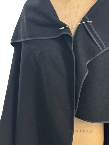 Vintage Comme Des Garcons Black Wool Cape Made In Japan S - Picture 2 of 8