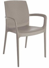 Italian Stackable Indoor Outdoor Patio Dining Armchair Rattan Back - 4 Chairs
