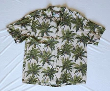 Paradise Found Size Large Palms-Patterned Men's Hawaiian Shirt- Made in Hawaii