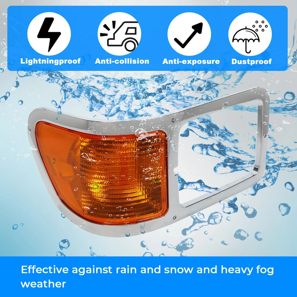 Esquina de señal de bisel de faros laterales para pasajero con bombilla para Ford F650 F750 2000-2015 Foto 3 de 4