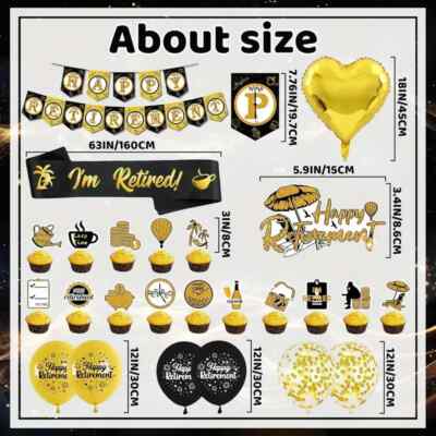 Whaline Cupcake-Förmchen Happy Retirement – 36 Stück, Schwarz/gold, Für Renten-Partys, 22,9 X 5,1 Cm