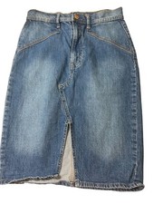 Gap Denim Womens Knee-Length Blue Jean Skirt Seamed Yoke Front Slit Size 6/28