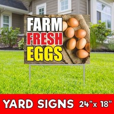 FARM FRESH EGGS Yard Sign Corrugate Plastic with H-Stakes Lawn Sign Chicken
