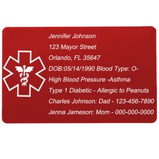 Custom Medical ID Card for Wallet Laser Engraving Emergency Contact Alert Card