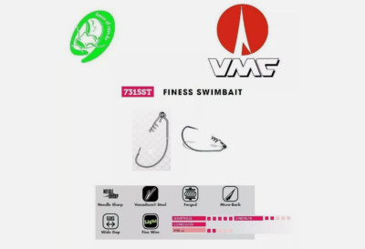 VMC Mystic Finesse Swimbait 7315ST Offsethaken mit Screw Zander Barsch Montage