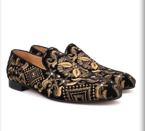 Handmade Mens Real Leather Rhinestone 