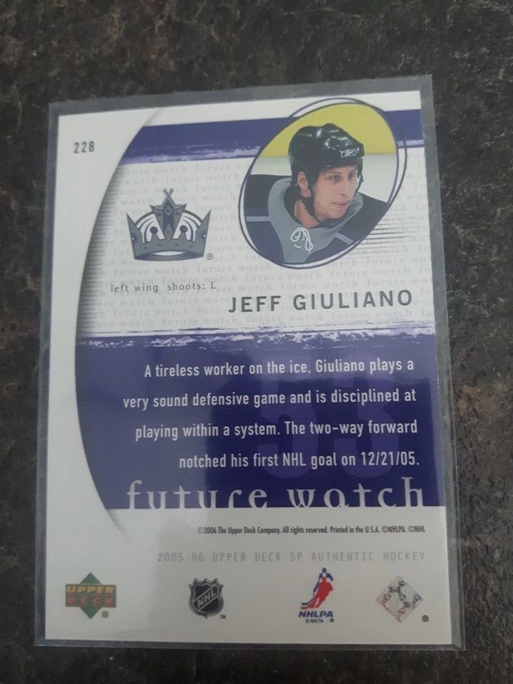 2005-06 Sp Authentic Future Watch Jeff Giuliano Rookie RC 1506/1999 Card# 228 - Image 2 of 2