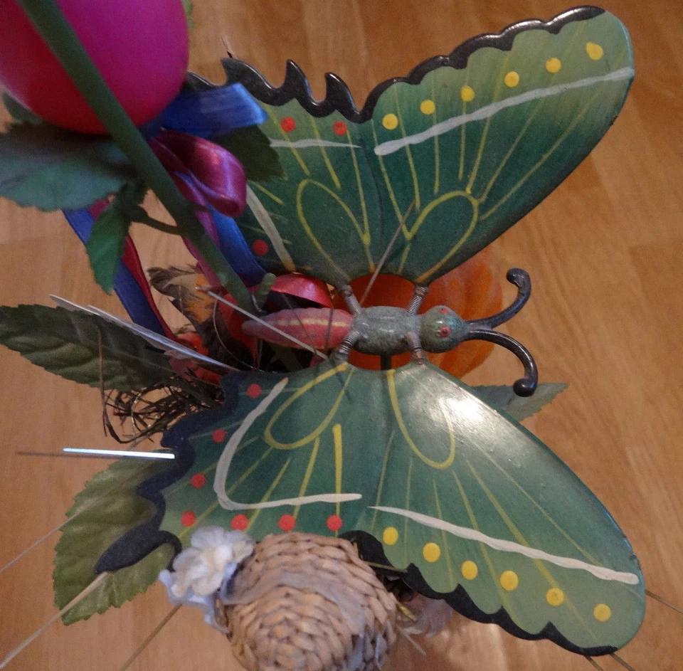 Vase schmal mit Rose Kunstblume Schmetterling Glasvase Muttertag Dekoration TOP* - Bild 2 von 4