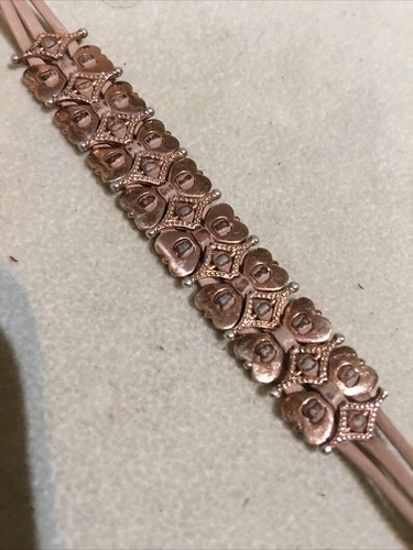 Bracelet Femme Creation Kris Argent Vermeil Rose Cuir - Foto 2 di 5