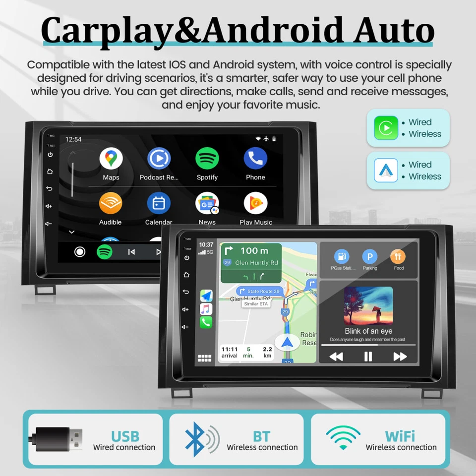 9'' for Toyota Tundra 2014-2021 2+64GB Car Stereo Radio Android 15 WIFI CarPlay - Image 3 of 4