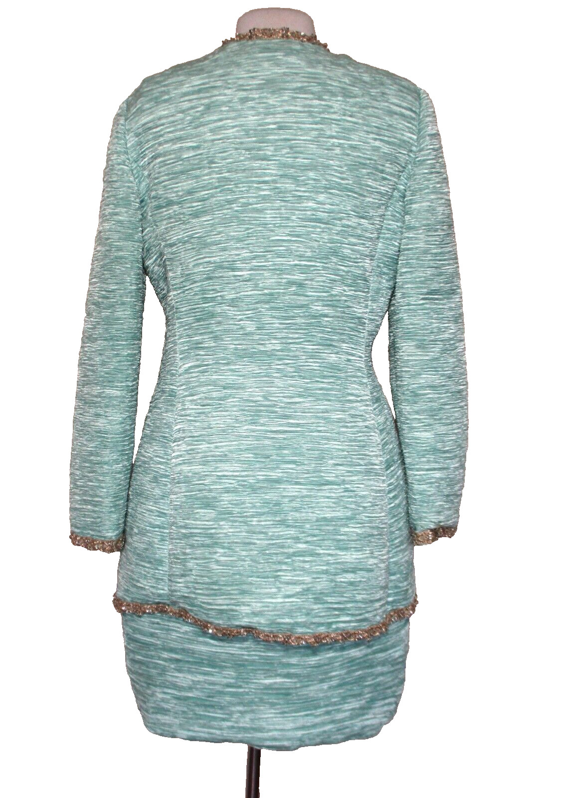 Vintage Mary Mc Fadden Couture Suit Size 8 Women Mint Green Fortuny Pleat Plisse