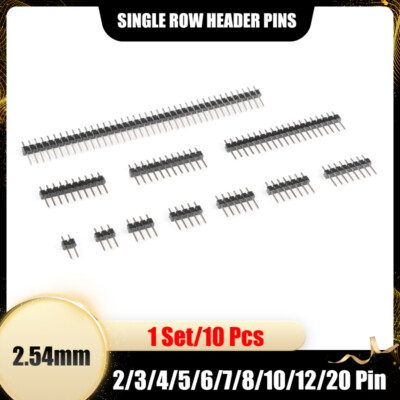 2.54mm Raster Kupfer Header Pins Stiftleisten Einreihig 2/3/4/5/6/7/8/10/12/20P