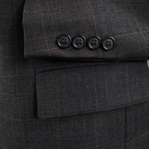 Jos A Bank Suit Mens 41L Gray Plaid Wool Cashmere 2pc Blazer Pants 35X33 - Picture 2 of 24