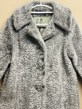 Vintage Komitor Womens Faux Fur Overcoat Size-10 Outwear Coat Jacket Gray Nwt